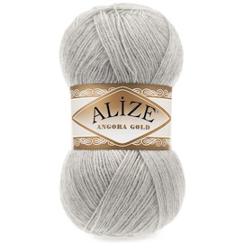 Пряжа Alize "Angora gold" 652 пепельный 20% шерсть, 80% акрил 100 гр	550 м