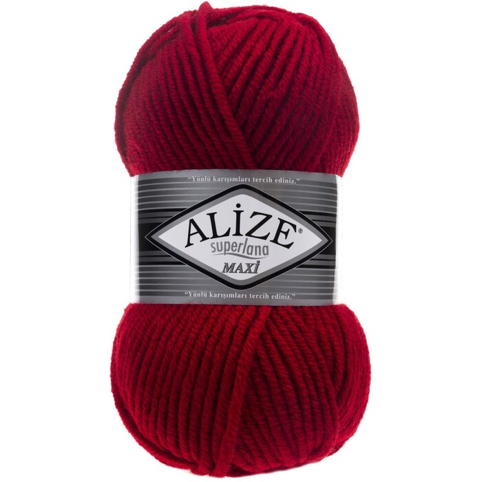 Пряжа Alize "Superlana maxi" 056 красный 25% шерсть 75% акрил 100 гр 100 м